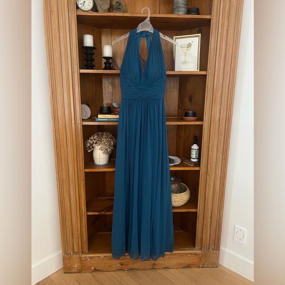 Elegant Teal V-Neck Bridesmaid or Prom Dress